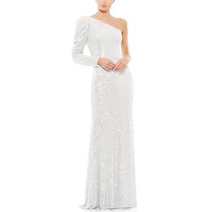 Mac Duggal Ieena 26591 Sequin One Shoulder Trumpet Gown